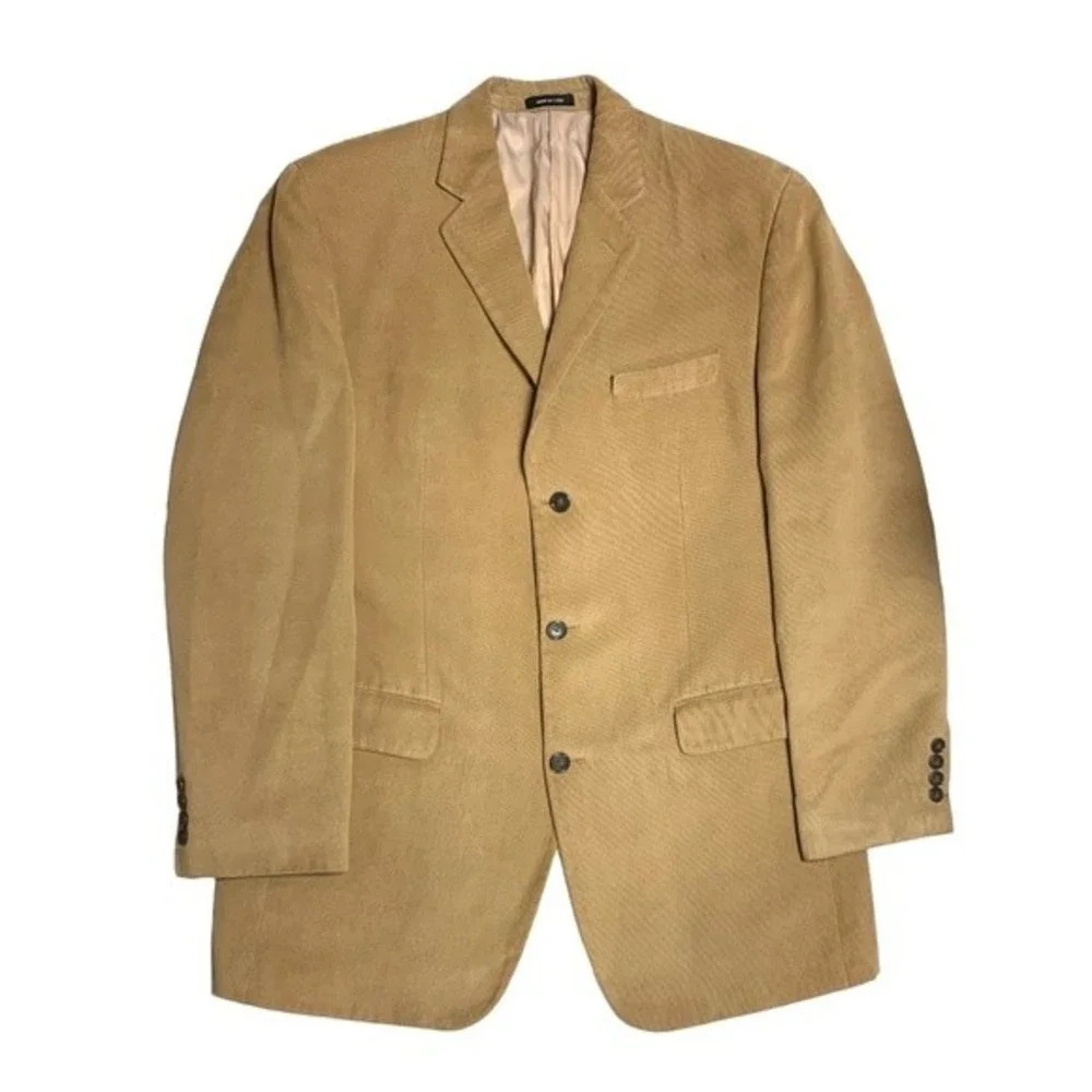 Calvin Klein Tan Taupe Brown Delicate Corduroy Blazer Sport Coat Fall Jacket 40L